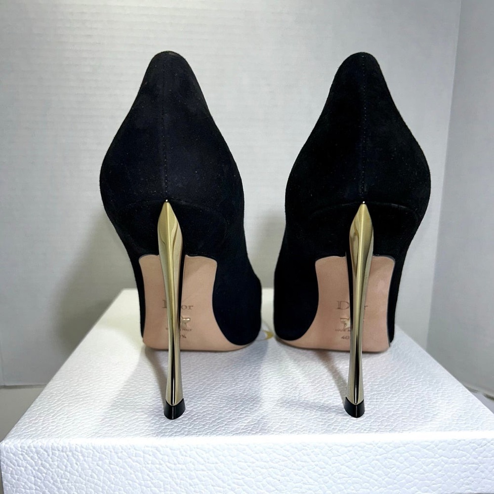 DIOR D-FAME PUMP BLACK SUEDE & GOLD HEEL SIZE 39 ✨ - Picture 4 of 6